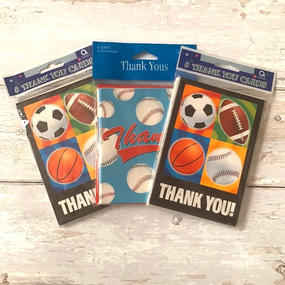 Thank You Cards Bundle Sports Baseball 8 Pack x3 NEW